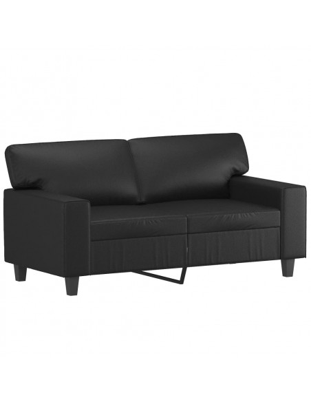 Divano a 2 Posti con Cuscini Nero 120 cm in Similpelle