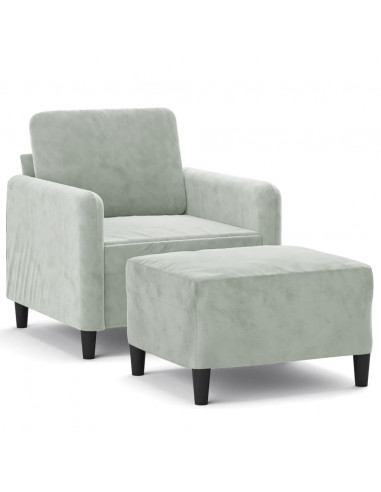 Poltrona con Poggiapiedi Grigio Chiaro 60 cm in Velluto