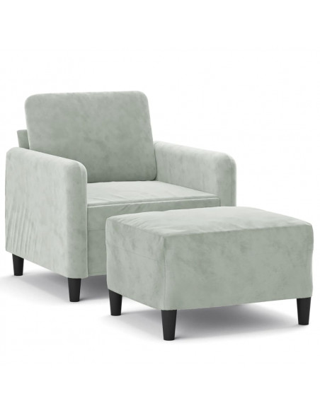 Poltrona con Poggiapiedi Grigio Chiaro 60 cm in Velluto