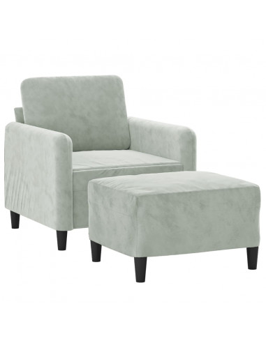 Poltrona con Poggiapiedi Grigio Chiaro 60 cm in Velluto
