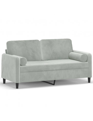 Divano a 2 Posti con Cuscini Grigio Chiaro 140 cm in Velluto