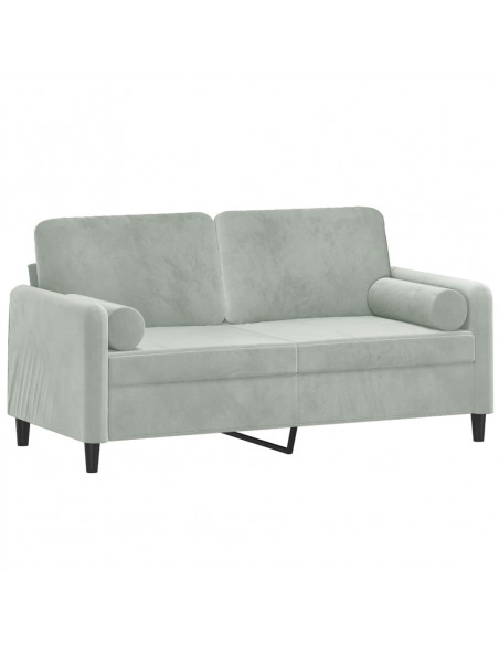 Divano a 2 Posti con Cuscini Grigio Chiaro 140 cm in Velluto