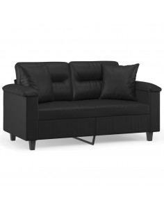 Divano a 2 Posti con Cuscini Nero 120 cm in Similpelle 2