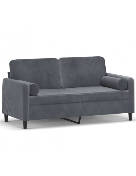 Divano a 2 Posti con Cuscini Grigio Scuro 140 cm in Velluto
