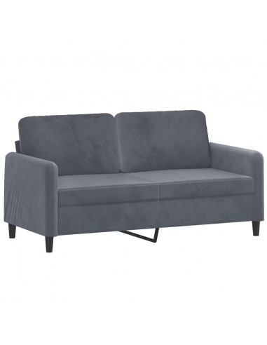 Divano a 2 Posti con Cuscini Grigio Scuro 140 cm in Velluto