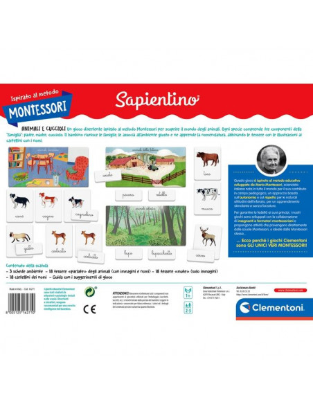 Clementoni Montessori - Gli animali e i loro cuccioli
