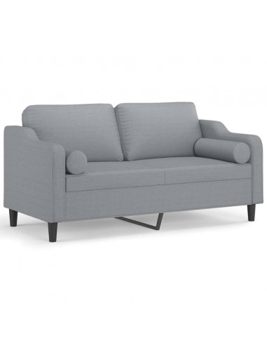 Divano a 2 Posti con Cuscini Grigio Chiaro 140 cm in Tessuto