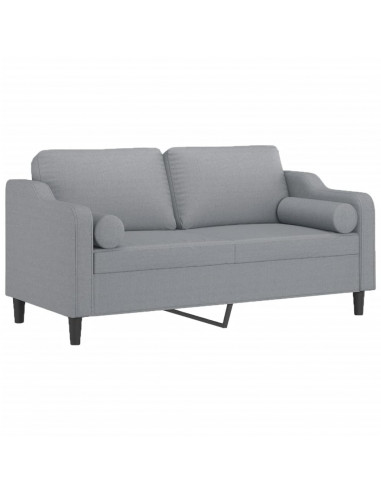Divano a 2 Posti con Cuscini Grigio Chiaro 140 cm in Tessuto