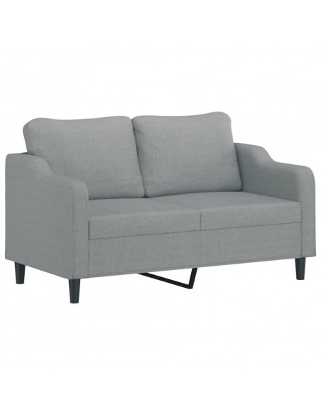 Divano a 2 Posti con Cuscini Grigio Chiaro 140 cm in Tessuto