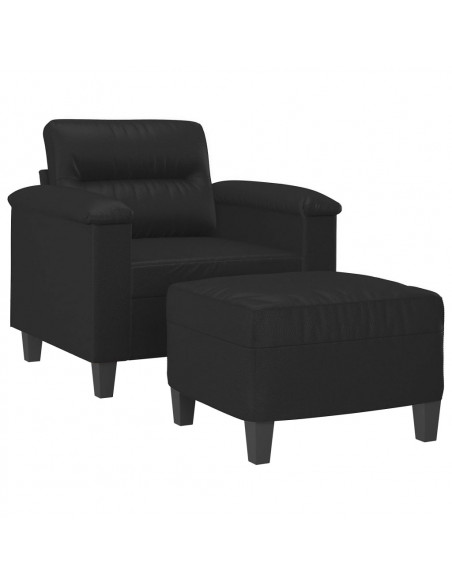 Poltrona con Poggiapiedi Nero 60 cm in Similpelle