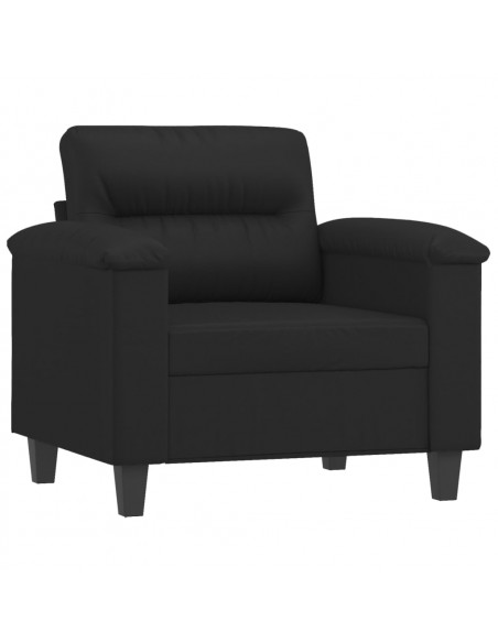 Poltrona con Poggiapiedi Nero 60 cm in Similpelle