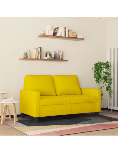 Divano a 2 Posti giallo 120 cm in Velluto