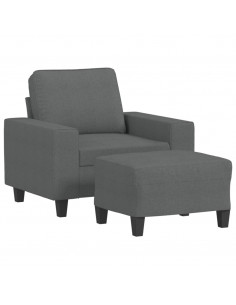 Poltrona con Poggiapiedi Grigio Scuro 60 cm in Tessuto 2