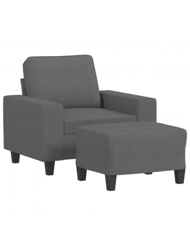 Poltrona con Poggiapiedi Grigio Scuro 60 cm in Tessuto