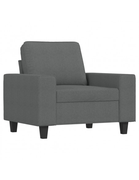 Poltrona con Poggiapiedi Grigio Scuro 60 cm in Tessuto