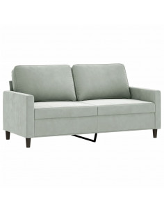 Divano a 2 Posti Grigio Chiaro 140 cm in Velluto 2