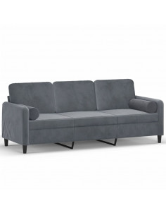 Divano a 3 Posti con Cuscini Grigio Scuro 180 cm in Velluto 2