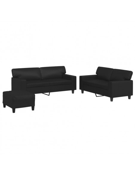 Set di Divani 3 pz Nero in Similpelle