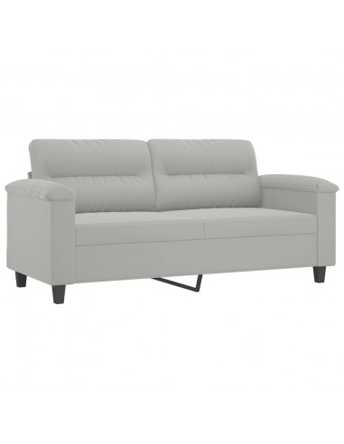 Set Divani 2 pz con Cuscini Grigio Chiaro in Tessuto Microfibra