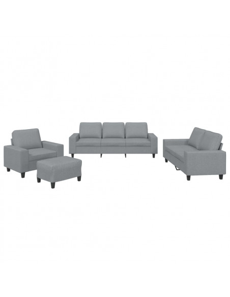 Set di Divani 4 pz Grigio Chiaro in Tessuto