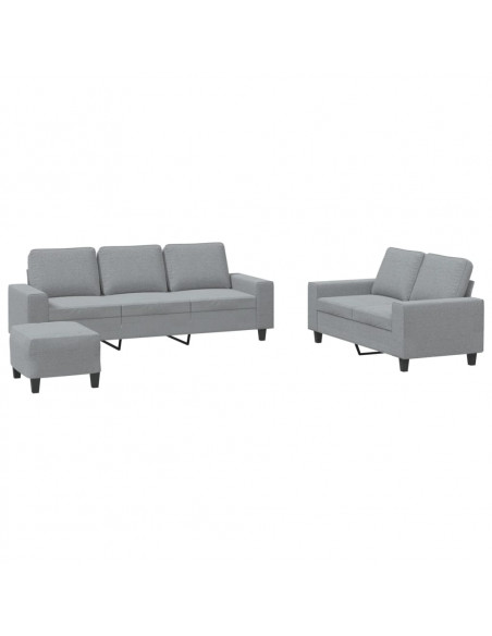 Set di Divani 3 pz Grigio Chiaro in Tessuto