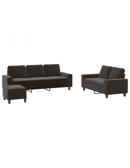 Set d Divani 3 pz Nero in Tessuto