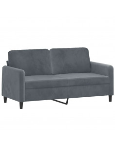 Divano a 2 Posti grigio scuro140 cm in Velluto 2