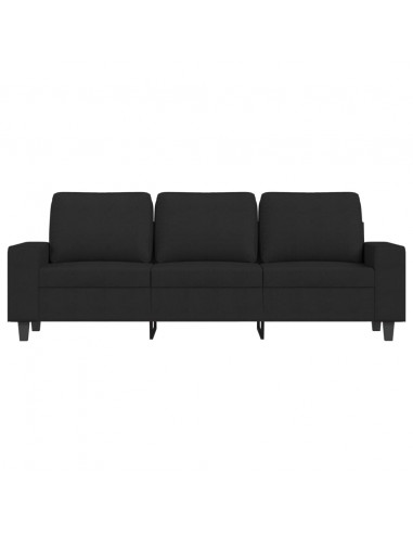 Divano a 3 Posti Nero 180 cm in Tessuto