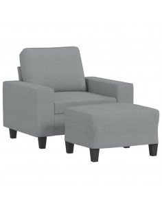 Poltrona con Poggiapiedi Grigio Chiaro 60 cm in Tessuto 2