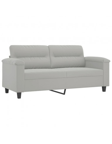 Divano 2 Posti Cuscini Grigio Chiaro 140 cm Tessuto Microfibra