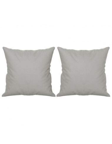 Divano 2 Posti Cuscini Grigio Chiaro 140 cm Tessuto Microfibra