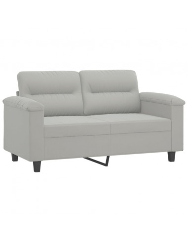 Set Divani 2 pz con Cuscini Grigio Chiaro in Tessuto Microfibra