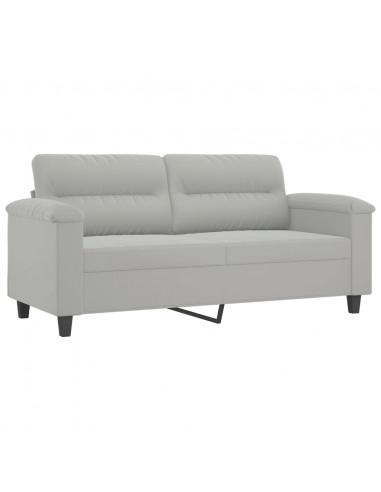 Set Divani 2 pz con Cuscini Grigio Chiaro in Tessuto Microfibra