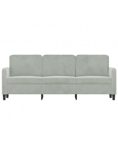 Divano a 3 Posti Grigio Chiaro 180 cm in Velluto