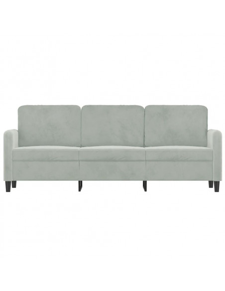 Divano a 3 Posti Grigio Chiaro 180 cm in Velluto