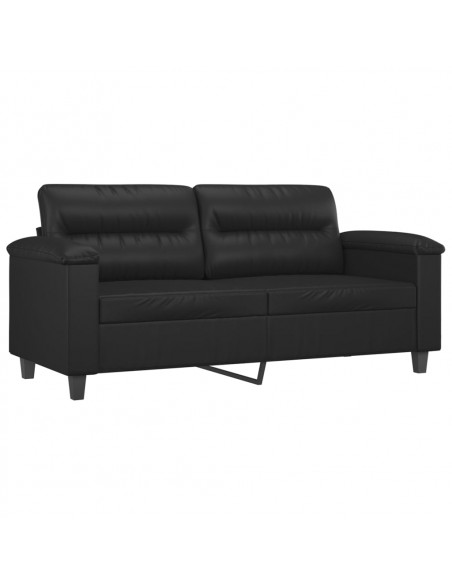 Divano a 2 Posti Nero 140 cm in Similpelle