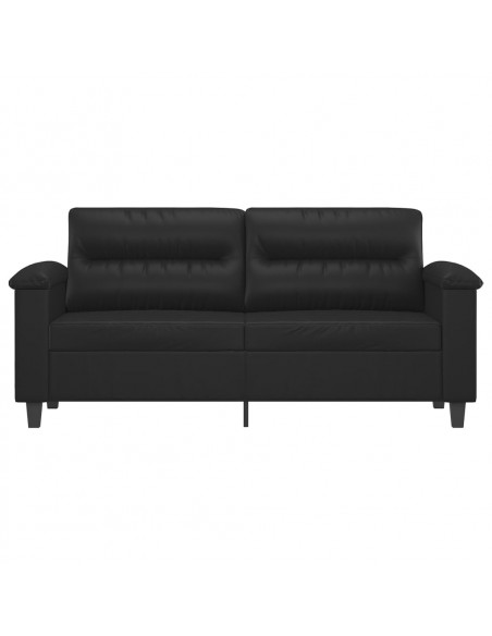 Divano a 2 Posti Nero 140 cm in Similpelle