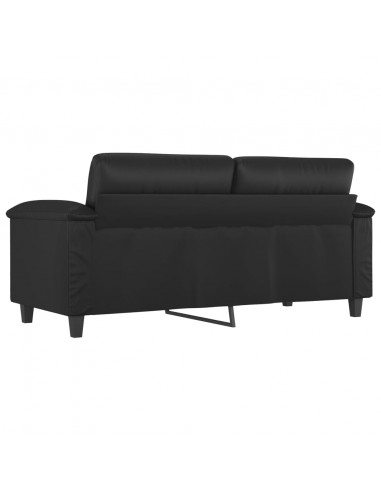Divano a 2 Posti Nero 140 cm in Similpelle