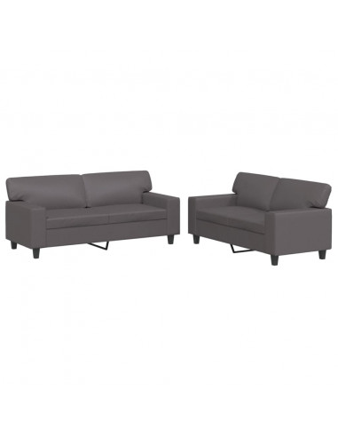 Set di Divani 2 pz Grigio in Similpelle