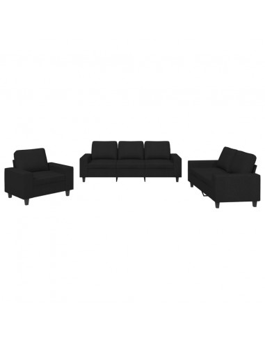 Set d Divani 3 pz Nero in Tessuto