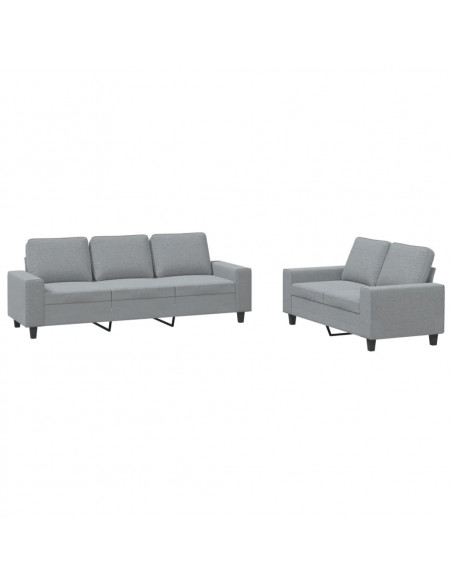 Set di Divani 2 pz Grigio Chiaro in Tessuto