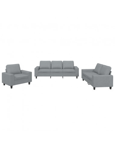 Set di Divani 3 pz Grigio Chiaro in Tessuto