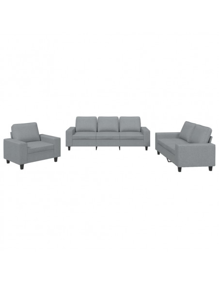 Set di Divani 3 pz Grigio Chiaro in Tessuto