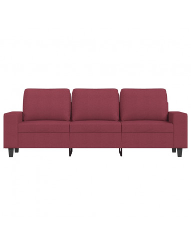 Divano a 3 Posti Rosso Vino 180 cm in Tessuto