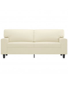 Divano a 2 Posti Crema 140 cm in Similpelle 2