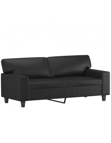 Set di Divani 2 pz con Cuscini Nero in Similpelle