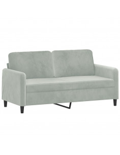 Divano a 2 Posti Grigio Chiaro 140 cm in Velluto 2
