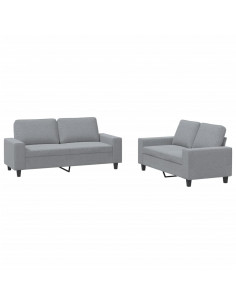 Set di Divani 2 pz Grigio Chiaro in Tessuto 2