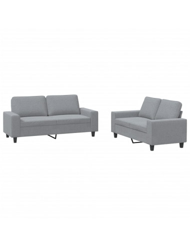 Set di Divani 2 pz Grigio Chiaro in Tessuto