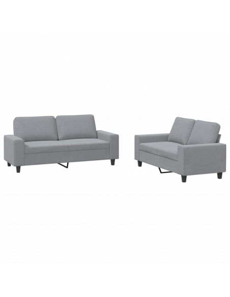 Set di Divani 2 pz Grigio Chiaro in Tessuto